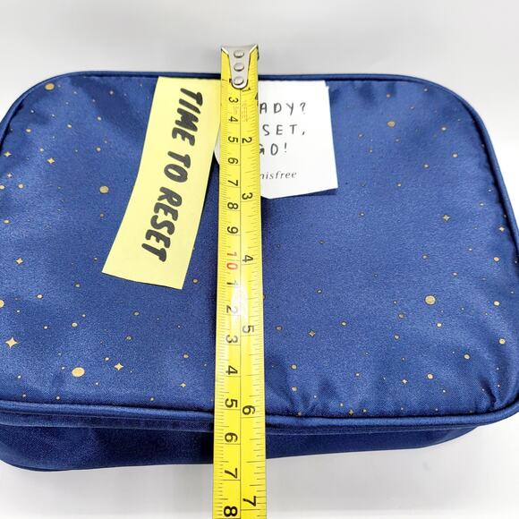 NWT Innisfree Blue and Gold Speckled Beauty Pouch Cosmetic Bag - Picture 9 of 11